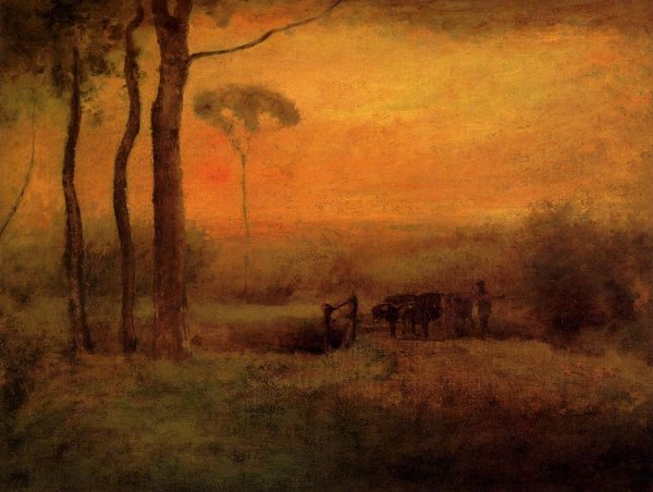 Pastoral Landscape At Sunset